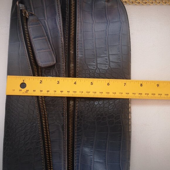 Aldo Ladies Navy Reptile Pattern Chain Strap Crossbody or Clutch Purse - Picture 9 of 11